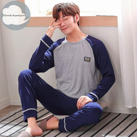 

QWZNDZGR Autumn Winter Knitted Cotton Cartoon Men s Pyjamas Couple Pajamas Set Casual Male Sleepwear Pyjamas Night Pijamas Homewear 4XL