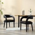 thumbnail image 6 of Dayalane Modern Upholstered Dining Chairs Set of 6, PU Leather Barrel Accent Chairs with Open Back and Arms, Comfy Kitchen & Dining Room Chairs with Wood Legs for Living Room/Bedroom,Black, 6 of 9