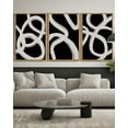 thumbnail image 2 of SHENIFY 24x36in3pcs Nautral Framed Black Abstract Boho Wall Art Wood Geometric Wall Decor Mid Century Modern Minimalist Bohemian Bedroom Decor Canvas Prints Ready To Hang for Living Room, 2 of 5