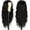 Black, variant on Aorsher Long Wavy Middle Part Wig for Women Synthetic Curly Wigs Light Wine Red Natural Wavy Heat Resistant Wig for Daily Party Use Small Area Lace Wig
