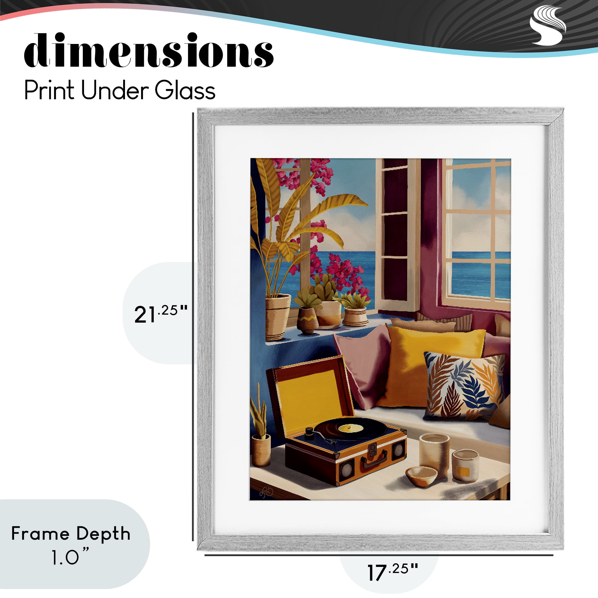 Stupell Industries Boho Vacation By The Sea Gray Framed Print Under Glass, design by Lisa R Dumm