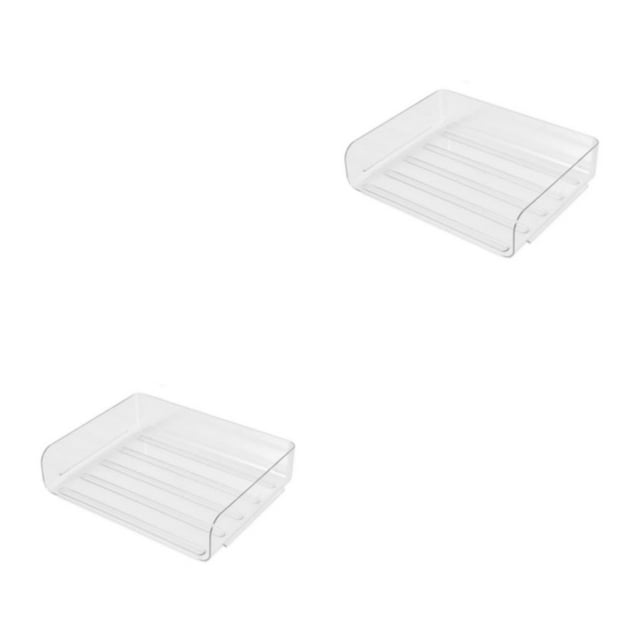 Sidaley Bandeja de archivos de una sola capa, hebilla de ranura firmemente colocada, caja de almacenamiento apilable a la moda para el hogar, transversaltransparen 2piezas