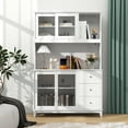 thumbnail image 4 of Gymax Kitchen Pantry Storage Cabinet Kitchen Hutch w/ LED lights & Power Outlet White, 4 of 10