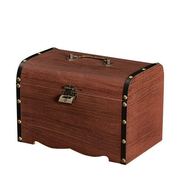 Alcancía grande de madera Coin Bank Home con cierre, 17,5 x 13 x 13 cm