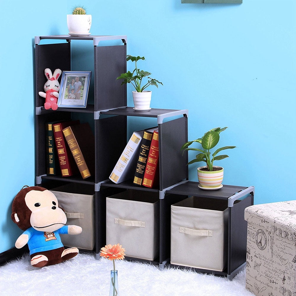 3 Tier Storage Cube Closet Organizer Shelf 6 Cube Cabinet Bookcase Storage Black 