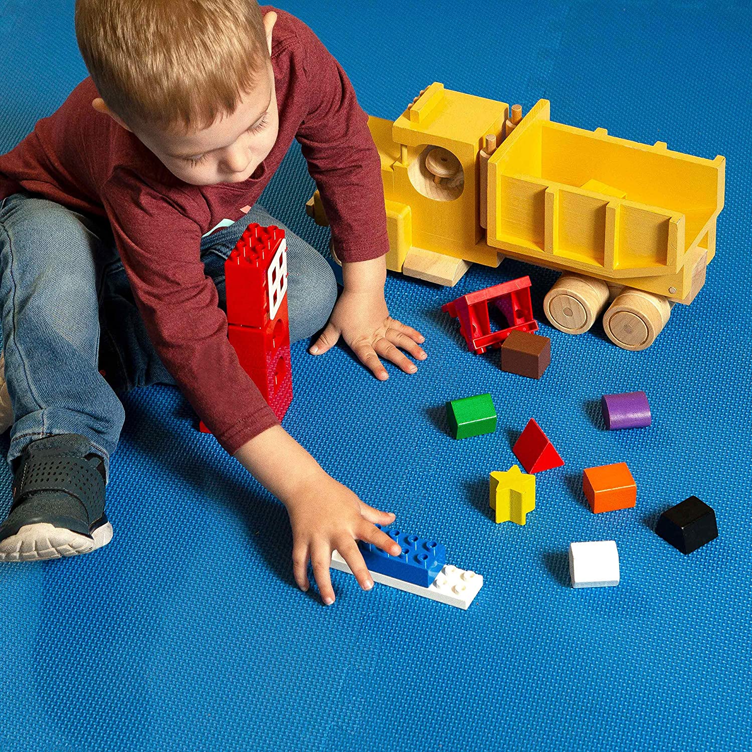 FlooringInc 3/8" Multipurpose Foam Tiles, Playroom, Aerobic, 2"x2", Blue, 12 Tiles, 48 sqft