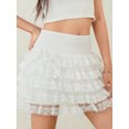 thumbnail image 3 of Biezeib Women Mini Skirt, Elegant Mid Waist Layered Skirt Summer Lace Trim Skirt Streetwear for Casual Daily, 3 of 6