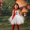 thumbnail image 5 of Vestido de malla de muñeco de nieve navideño, conjunto de vestido para niñas, vestido de elfo navideño COS, disfraz de escenario festivo, 5 of 5