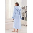 thumbnail image 4 of Heartnice Womens Hooded Plush Long Robe, Soft Warm Fleece Bathrobe for Women Fluffy Cute Spa Robe（ Light Blue, S/M）, 4 of 5
