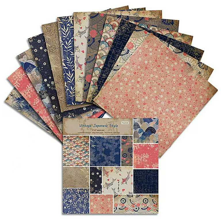 Hesroicy 24Pcs/Set Scrapbook Paper DIY Retro Vintage Flower Print Design  Background Paper for Greeting Cards