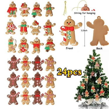 Kabuer Gingerbread Multi-color Plastic Christmas Decorative Accent Ornaments, 24 Count