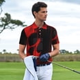 thumbnail image 3 of Yiaed Minimalist Skull RedPrint Men's Short Sleeve Polo Shirt,Golf Polo for Men Three-Button Golf Shirt Athletic Casual Collared T-Shirt- 4X-Large, 3 of 7