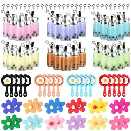 

Jewelry DIY Material Resin Milk Tea Egg Flower Pendant for Necklace Earring Bags