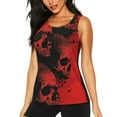thumbnail image 1 of Fotbe Red And Black Abstract Skull Blusas Sin Mangas para Mujer – Estilo Casual, Corte Suelto, Slim-Fit, Cuello Redondo Deportivo, Tops de Verano para Gimnasio y Yoga-XX-Large, 1 of 7
