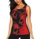 thumbnail image 1 of Fotbe Red And Black Abstract Skull Blusas Sin Mangas para Mujer – Estilo Casual, Corte Suelto, Slim-Fit, Cuello Redondo Deportivo, Tops de Verano para Gimnasio y Yoga-Small, 1 of 7