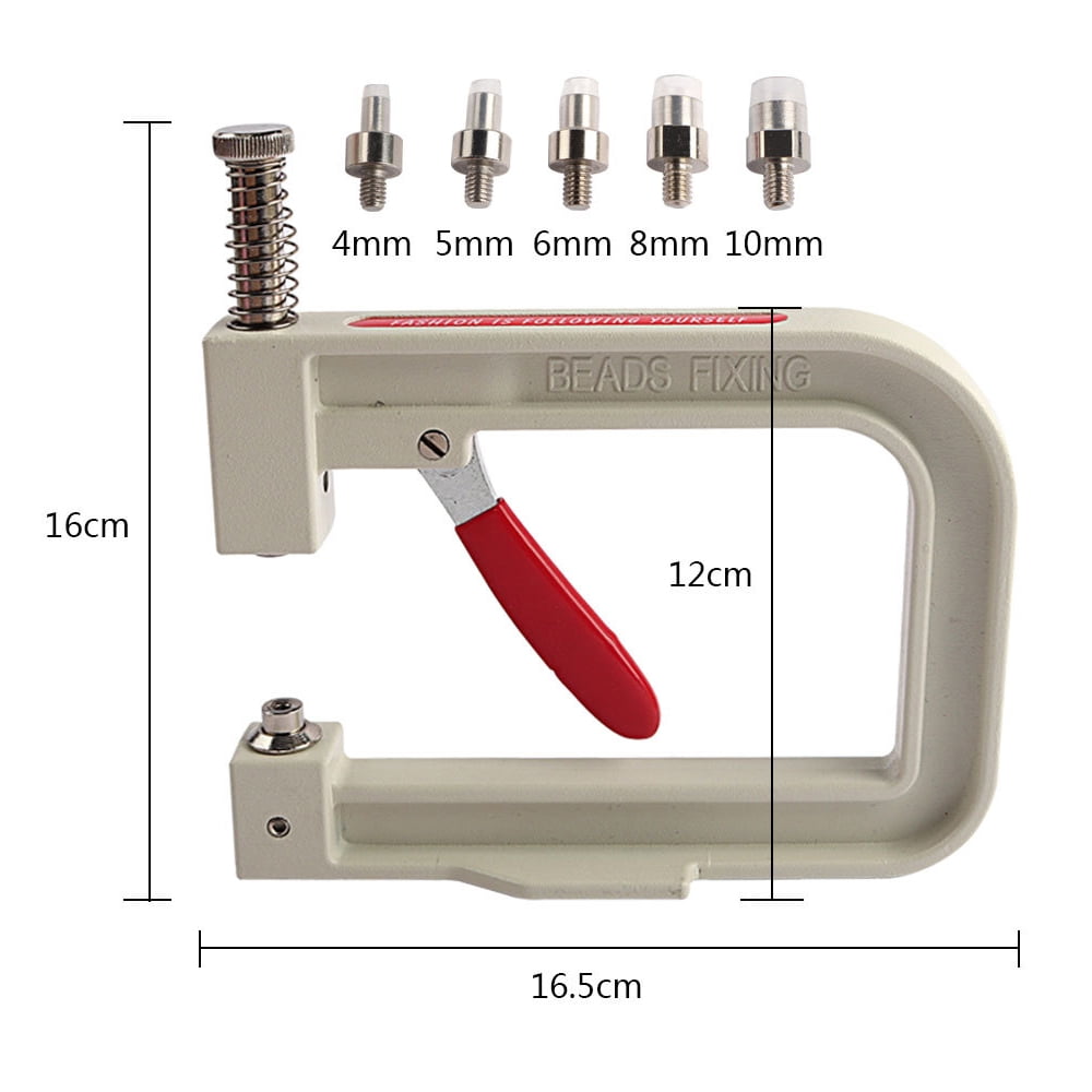 BIMZUC 2350-Piece Hand-Press Pearl Setting Machine Kit with 5 Nozzles, Mixed Pearls and Rivets for DIY Clothes Hats Shoes Jewelry Making, 11.8 inches / 30 cm Portable Craft Tool Set