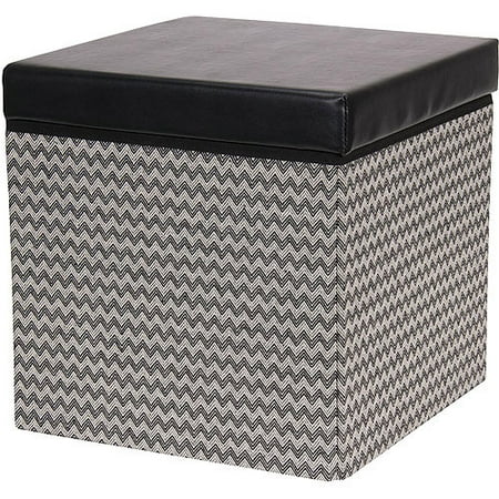 Household Essentials Square Storage Ottoman With Padded Seat Household Essentials Square Storage Ottoman with Padded Seat, Black Chevron - Household Essentials Square Storage Ottoman With Padded Seat