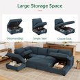 thumbnail image 5 of Marrber 111” Blue Reversible U Shaped Spacious Sectional Sleeper Sofa with Pull Out Bed and Storage, Corduroy Tufted, 5 of 9