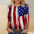 thumbnail image 2 of Lilgiuy 4th of July 3/4 Sleeve Shirt for Women Fashion Independence Day Printing Loose T-shirt Round Neck Casual Top Trendy 2023, 2 of 5