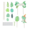 thumbnail image 1 of Juego de 4 adornos para tarta de dinosaurio, hoja de palma de dinosaurio verde, tarjeta inglesa de feliz cumpleaños, decoraciones para tarta de dinosaurio, decoración para fiesta, 1 of 5