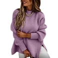 thumbnail image 3 of Women Sweater Unique Pattern Half High Collar Autumn Winter Pure Color Thick Pullover Thick Knitting Pullover, 3 of 7