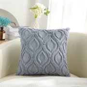 decorUhome Pack of 2 Throw Pillow Covers 18x18, Soft Plush Faux Wool Couch Pillow Covers, Blue Grey (Pillow Cover Only, No Inserts Included)
