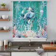 thumbnail image 4 of Coastal Crab Sheer Curtains 54" Long, Watercolor Ocean Animal Coral Jellyfish Wood Green Light Filering Curtains, Breathable Simi Curtain Privacy Drapes for Kitchen Bathroom Small Window Treatment, 4 of 8