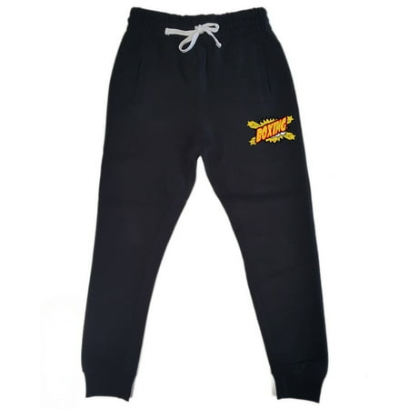 Men's Comic Boxing KT T25 Black Fleece Gym Jogger Sweatpants 2X-Large Black