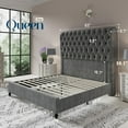 thumbnail image 4 of Merluxy Queen Bed Frame with 59.1" Sleigh Headboard,Velvet Upholstered,No Box Spring Needed,Light Gray, 4 of 8