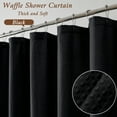 thumbnail image 2 of OVZME Black Extra Long Waffle Textured Cloth Shower Curtain - 96 Inch Long Hotel Luxury Heavy Duty Soft Fabric Shower Curtains for Bathroom, 72"Wx96"H, Black, 2 of 7