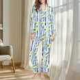thumbnail image 4 of successthop Womens Cocktail Pajamas Long Sleeve Lapel Button Down Nightwear and Pj Pant Print Sleepwear with Pockets L, 4 of 7