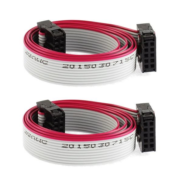 2 Pcs 10 Pin 10 Wire IDC Socket Flat Ribbon Cable 50cm Long