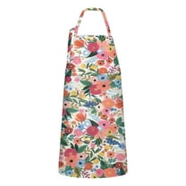 Pioneer Flower Floral Print Pattern Apron-Garden Aprons for Women with Pockets-Cotton Linen Waterproof Kitchen Cooking Gardening Aprons Adjustable for Kitchen,Cooking,BBQ and Salon 33x27 Inch