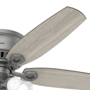 Hunter 52 inch Indoor Ceiling Fan with LED Lights - Ceiling Fan with Pull Chain, For Bedroom, Living Room, or Kitchen, Low Profile Mount, No Remote, 5 Blades - Builder 51113, Matte Silver