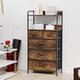 thumbnail image 1 of Eastvita Compact 5-Drawer Fabric Dresser Sturdy Metal Frame Easy Assembly Versatile Storage in Rustic Brown for Clothes Essentials, 1 of 4