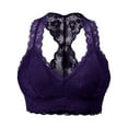 thumbnail image 2 of URBAN DAIZY Women's Seamless Lace Bra Racerback Padded Sexy Floral Mesh Bralette Crop Top Removable Pads Breathable Bustier A11_6324 Dark Purple XL, 2 of 7
