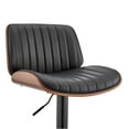 thumbnail image 2 of Armen Living Indoor Brock Adjustable Black Faux Leather and Walnut Wood Bar Stool with Black Base, 2 of 11