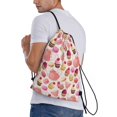 Drawstring Backpacks, Macaroon Cupcake Print Pink Draw String Gym Back