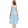 thumbnail image 2 of Yartina Kids Flower Girl One Shoulder Bridesmaid Dress High Low Hem Ruched Chiffon Formal Ball Gown Blue 4, 2 of 7