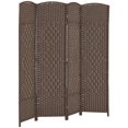 thumbnail image 2 of HOMCOM 4 Panel Room Divider, 6' Tall Folding Privacy Screen, Hand-Woven Freestanding Wood Partition for Home Office, Bedroom, Brown, 2 of 9