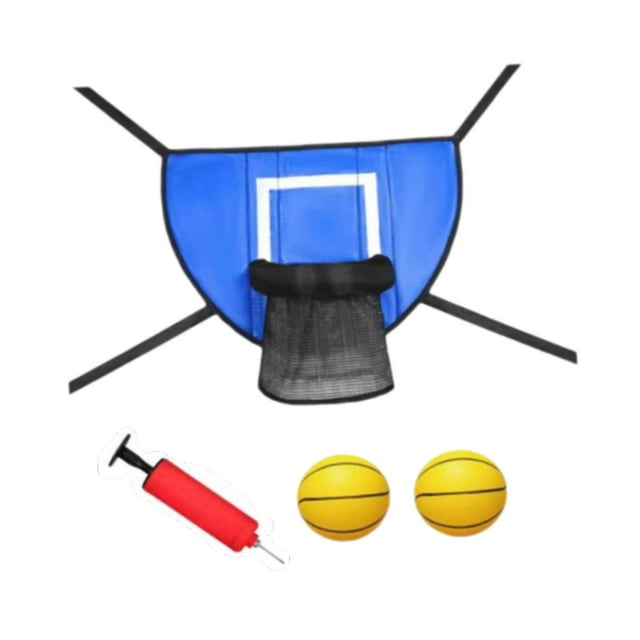 Aro de baloncesto para trampolín, fácil de instalar, para exteriores, ligero y con respaldo. azul