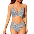thumbnail image 1 of Traje de baño dividido para mujer Bikini cruzado de cintura alta con bloque de color floral versátil Fridja  nalpqowj56841, 1 of 7