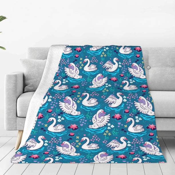 Balery Swan On The Pond Manta de Felpa Suave y Acogedora – Cobija de Franela Aterciopelada para Cama, Lavable y Cálida para Sofá, Mascotas, Transpirable-40"x30"