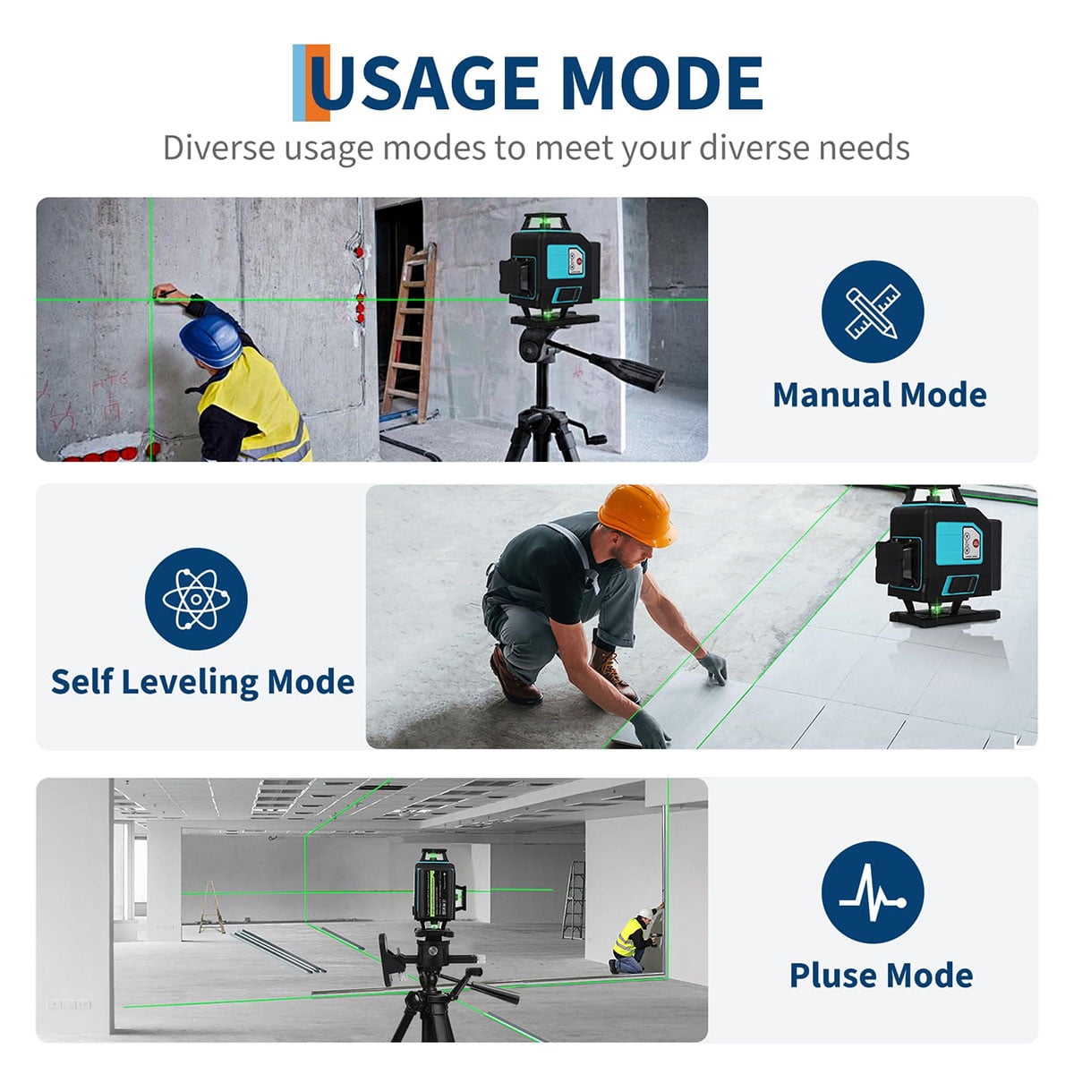 Ataucjin  Laser Level, Green Laser Level with Tripod, 4×360° Self Leveling & Manual & Pulse Mode, 16-Line Laser Tool for Construction, Home Renovation, Picture Hanging