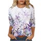 thumbnail image 1 of Camisetas de Manga Corta para las Mujeres Retro Cuello Redondo Pascua Impreso Suelto Top, Ligero Poliéster 3/4 Camiseta de Manga para el Desgaste Casual, Diario Y de Primavera, 1 of 4