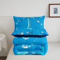thumbnail image 5 of meiyoeat Water Themed Monogram T King Size Comforter Sets For Boys,Shark Ocean Initial Art Comforters King Size,Navy Blue Reversible,3-Piece,1 Comforter And 2 Pillowcases, 5 of 7