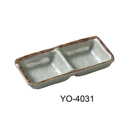 Yanco YO-4031 6 x 2.75 x 0.75 in. Yoto Melamine Double Sauce Dish, Matte - 5 oz - Pack of 48