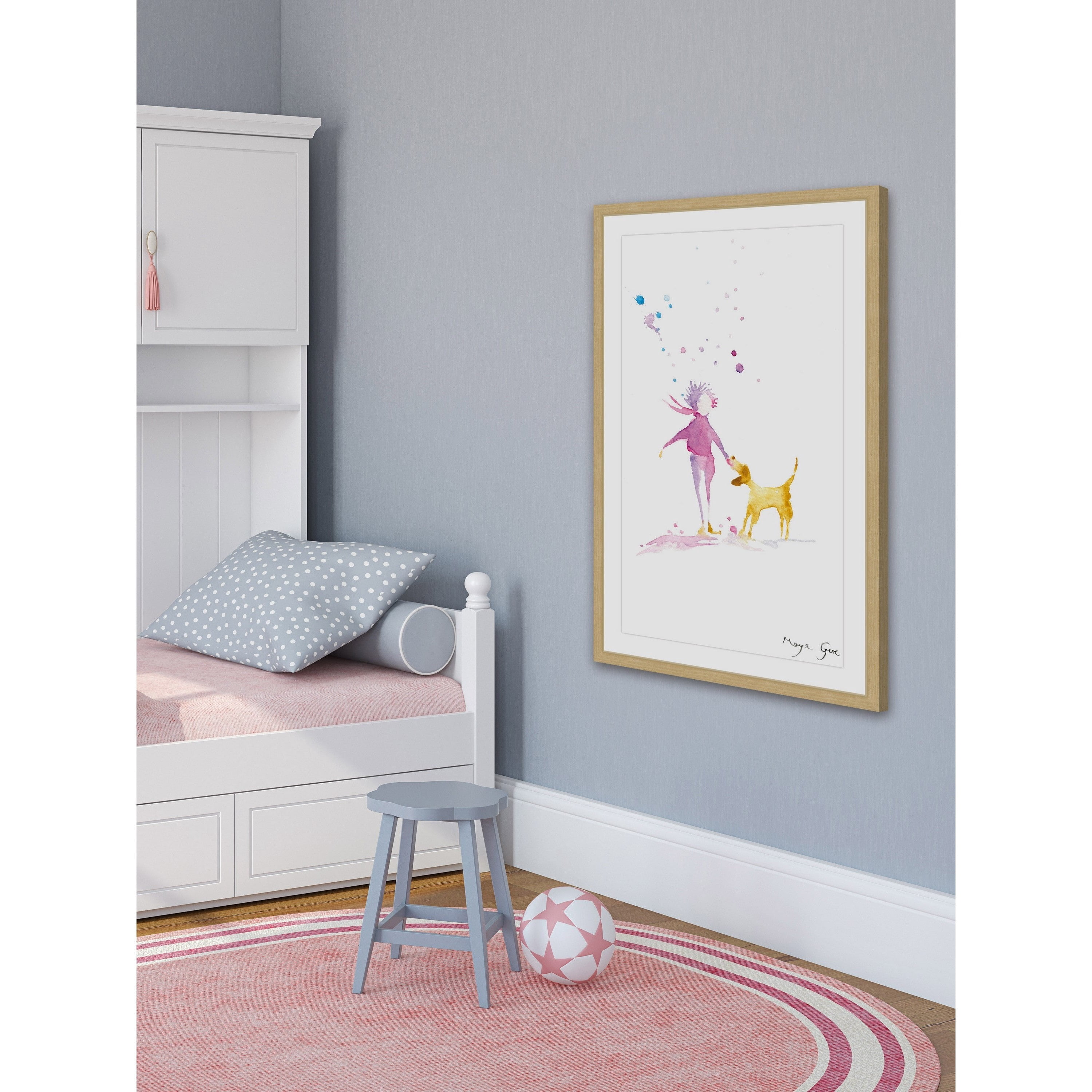 "Woman & Dog" Framed Painting Print