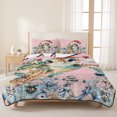 thumbnail image 3 of Quilts Twin XL Size Bedding Set, Christmas Sea Turtle Lightweight Quilted Comforter, Winter Snowflakes Coastal Nautical Pink Reversible Bedspread Coverlet with Pillow Covers for All Season, 68" x 98", 3 of 9