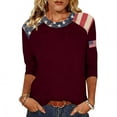 thumbnail image 5 of MEICHEN Ladies' American 250th Anniversary Patchwork Print 3/4 Sleeve 3/4 Sleeved Top Summer T Shirts for Women, 5 of 5